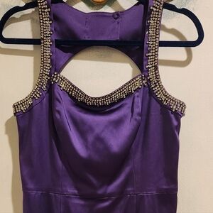 Custom Made Rhinestone Dress Fits Small Medium Purple Missing Some Stones